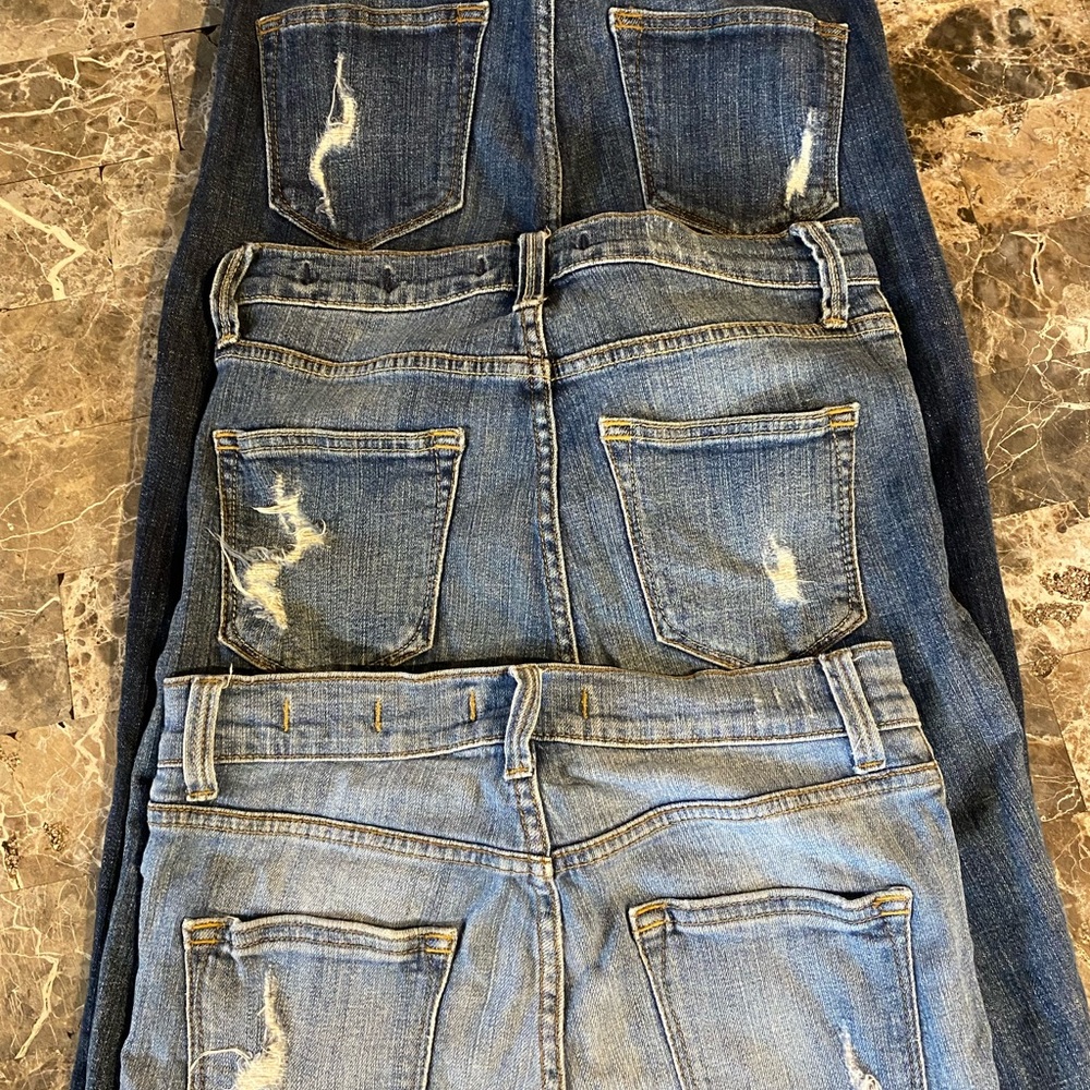 Women’s High Rise Distressed Skinny Jeans (Size 7 Juniors) 3 diff shades